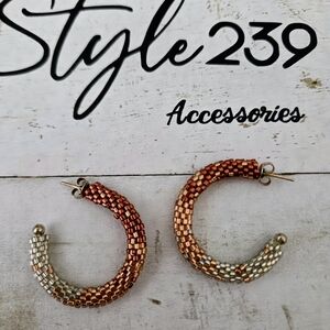 Miyuki Hoop Earrings in Copper & Silver Tones